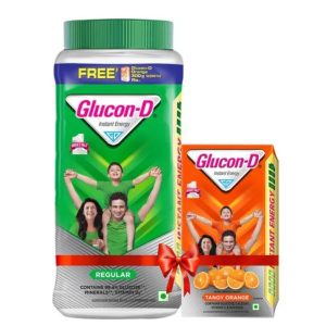 Glucon-D Regular 1kg Jar Offer Get Tangy Orange300g Refill Free | Set of 16| Mrp 280